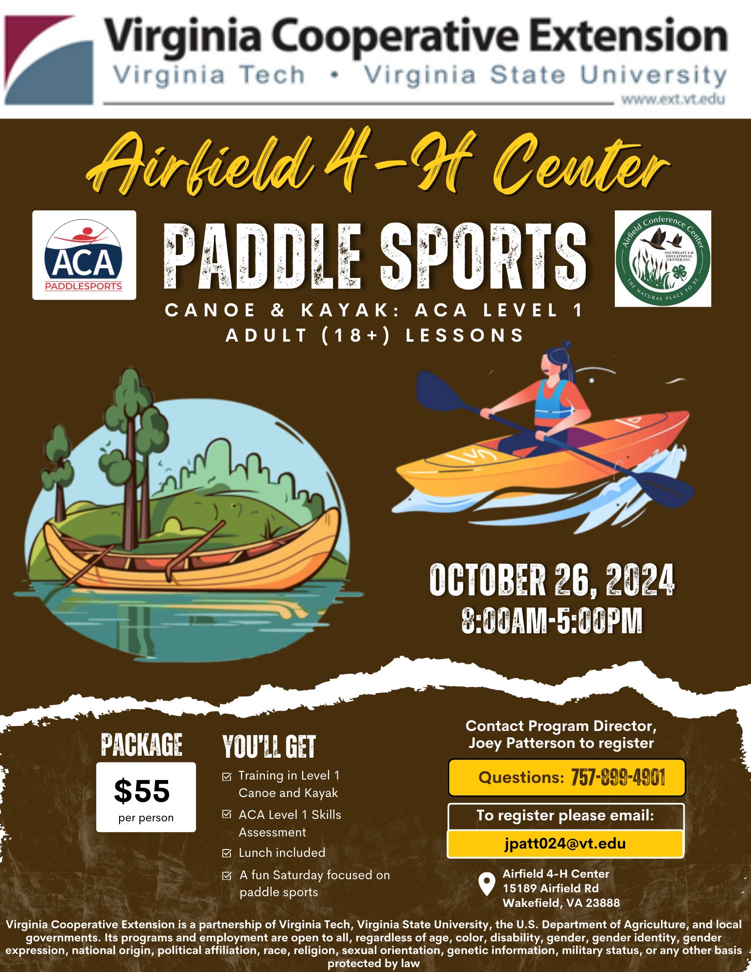 Airfield 4h Paddle Sports adult clinic canoe kayak water sports lake outdoors recreation